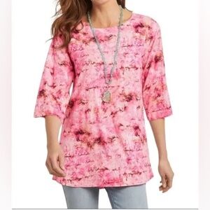 NWT SOFT SURROUNDINGS Abilene Printed Casual Tunic Top Magenta Multi Small